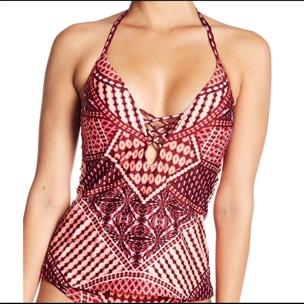 NWT Kenneth Cole Push Up Tummy Toner Tankini Swim Top M Medium Shape Enhancing - Picture 3 of 14